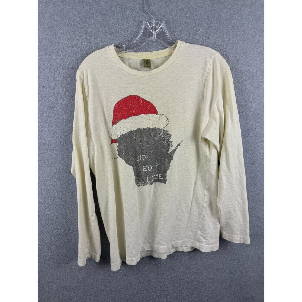 Alternative Clothing Women's Top Size S White Long Sleeve‎ Ho Ho Home Santa